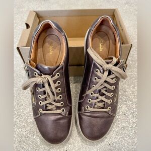 Clarks Women's Metallic Bronze Leather Sneakers